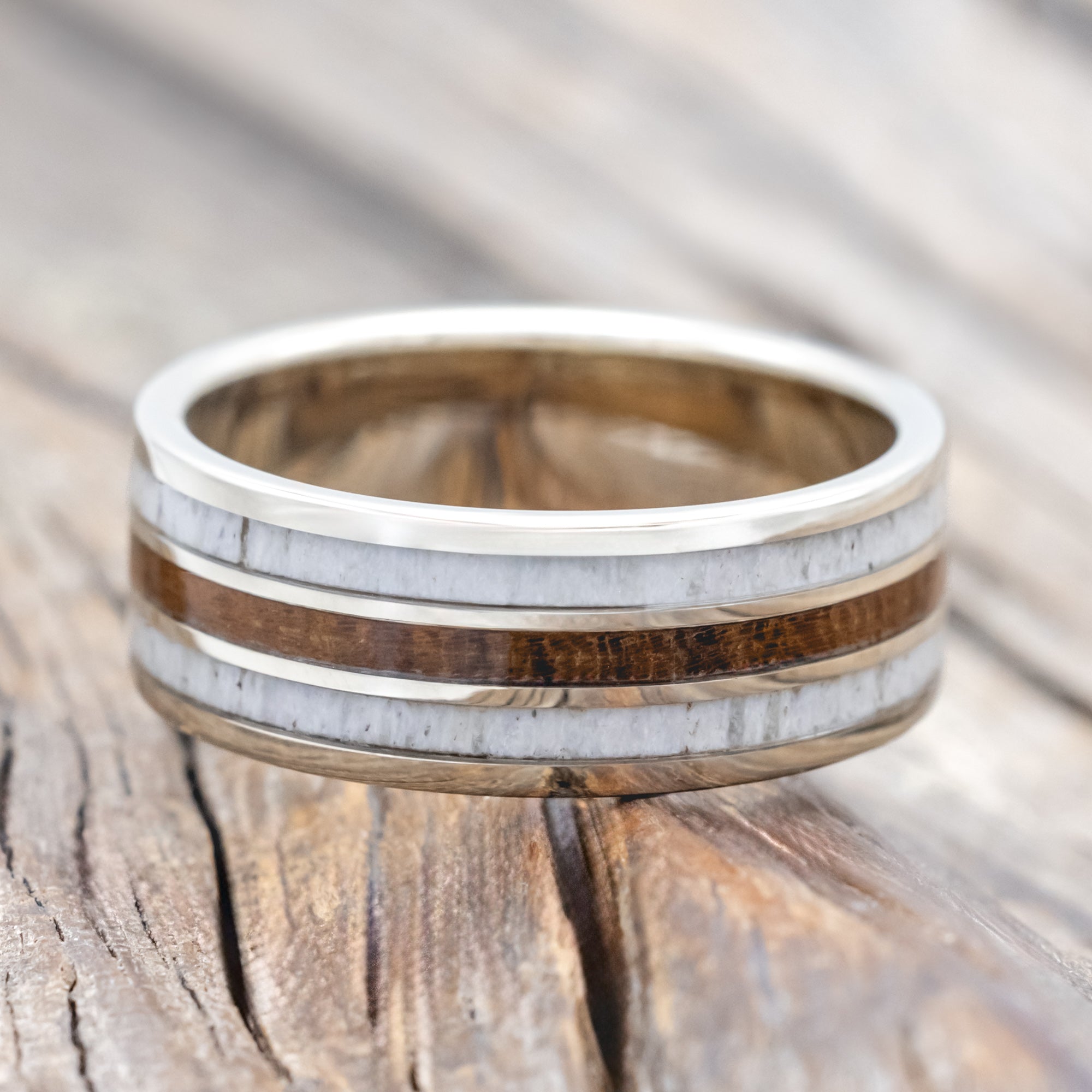 "RIO" - IRONWOOD & ANTLER WEDDING RING-Staghead Designs