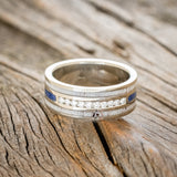 "RIO" - DIAMONDS, ANTLER & LAPIS WEDDING RING-3