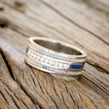 "RIO" - DIAMONDS, ANTLER & LAPIS WEDDING RING