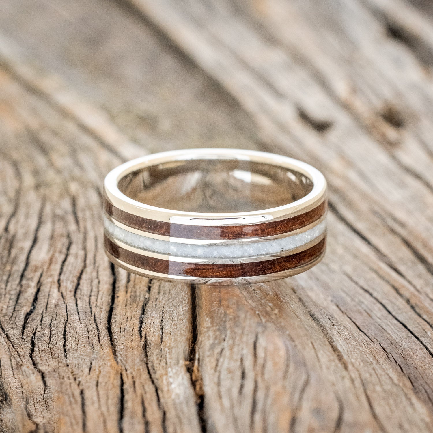 "RIO" - DIAMOND DUST & KOA WOOD WEDDING RING-3