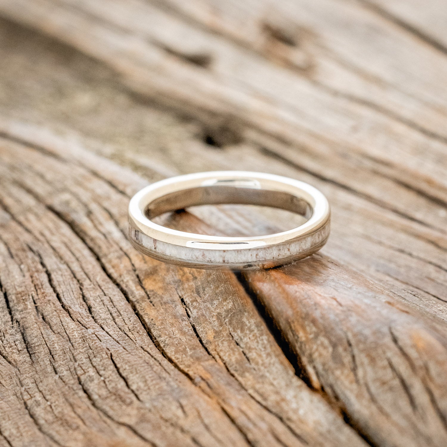 "RIO" - MATCHING SET IRONWOOD & ANTLER WEDDING RINGS FEATURING 14K GOLD BANDS-7