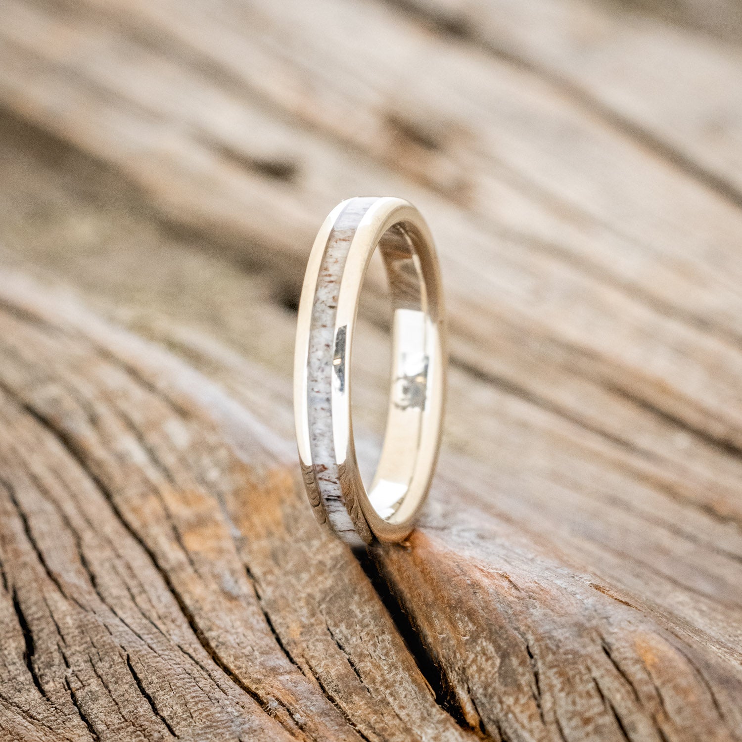 "RIO" - MATCHING SET IRONWOOD & ANTLER WEDDING RINGS FEATURING 14K GOLD BANDS-5