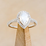 "RORY" - PEAR-SHAPED MOONSTONE ENGAGEMENT RING WITH DIAMOND HALO & ACCENTS-1