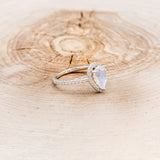 "RORY" - PEAR-SHAPED MOONSTONE ENGAGEMENT RING WITH DIAMOND HALO & ACCENTS-2