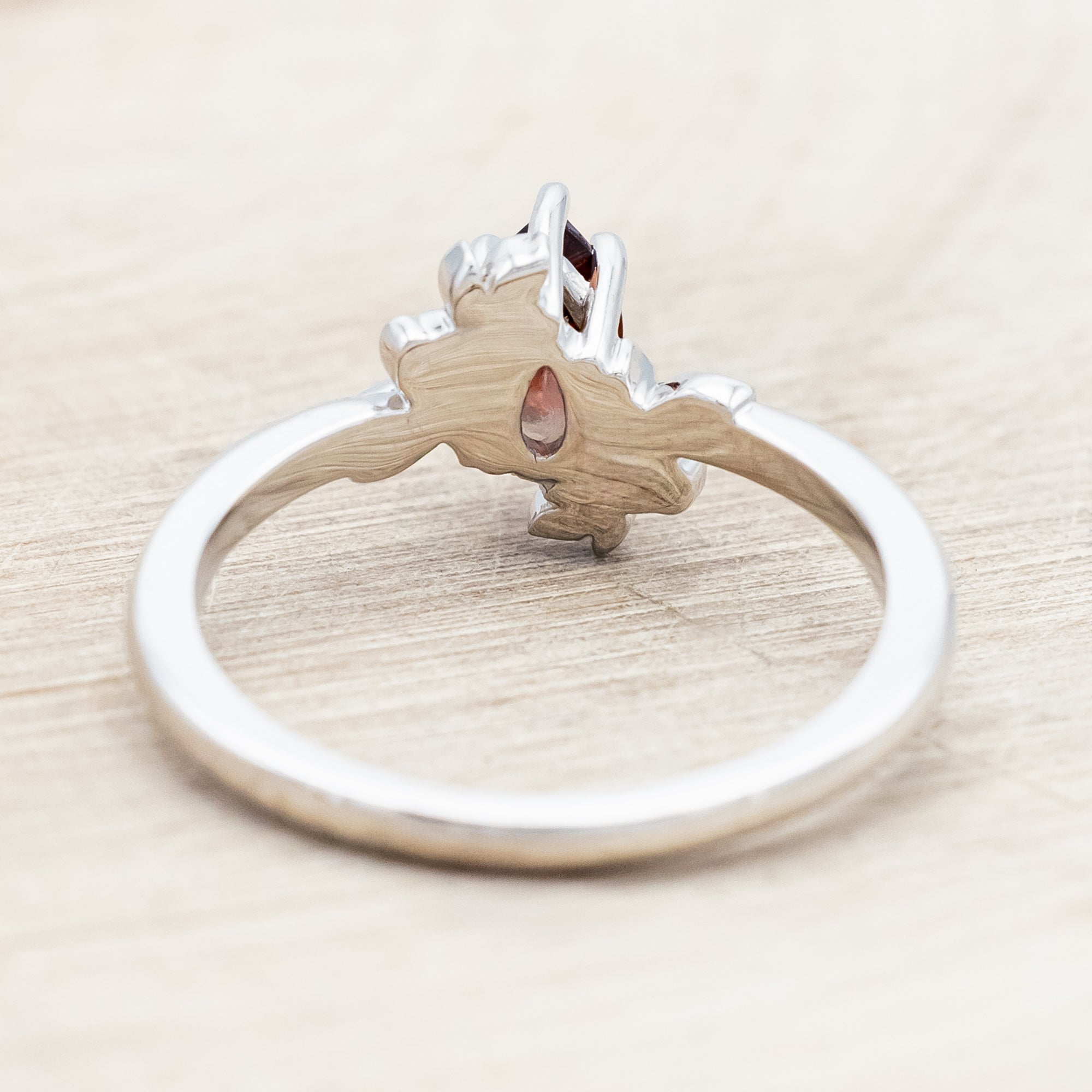 "ROSA" - MOZAMBIQUE GARNET ENGAGEMENT RING WITH FLOWER ACCENTS-Staghead Designs