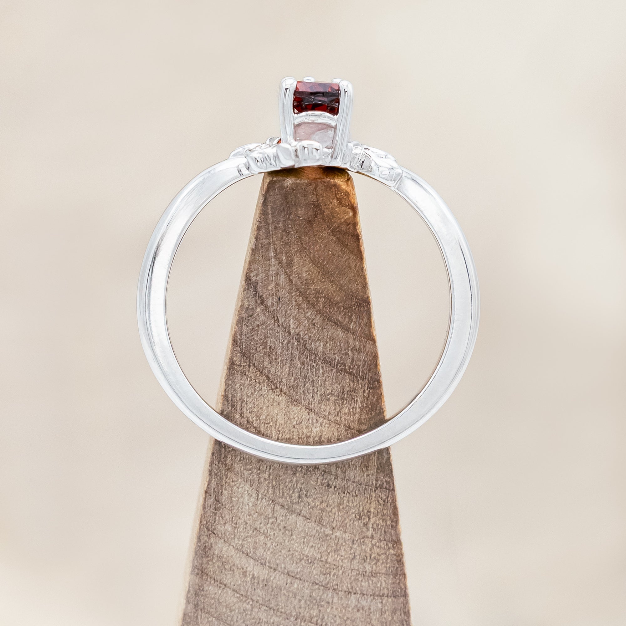 "ROSA" - MOZAMBIQUE GARNET ENGAGEMENT RING WITH FLOWER ACCENTS-Staghead Designs