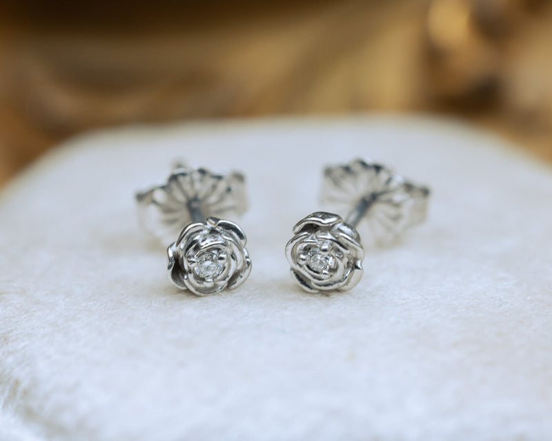 PETITE ROSE EARRINGS ACCENTED WITH NATURAL DIAMONDS