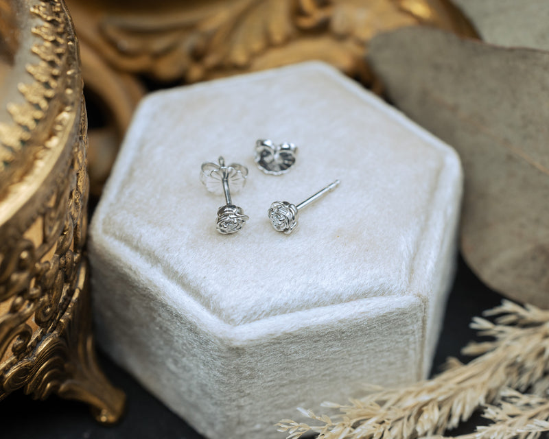 PETITE ROSE EARRINGS ACCENTED WITH NATURAL DIAMONDS