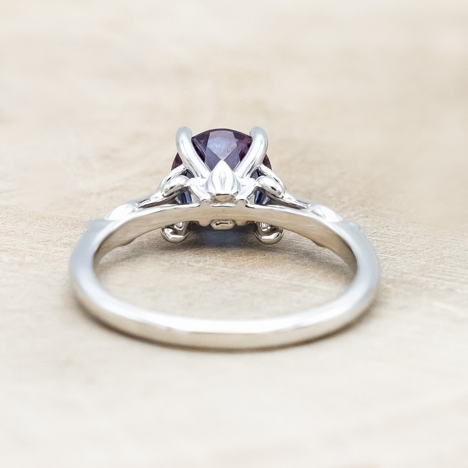 "ROSEMARY" - FLORAL-STYLE ENGAGEMENT RING WITH ROUND CUT LAB-GROWN ALEXANDRITE-Staghead Designs