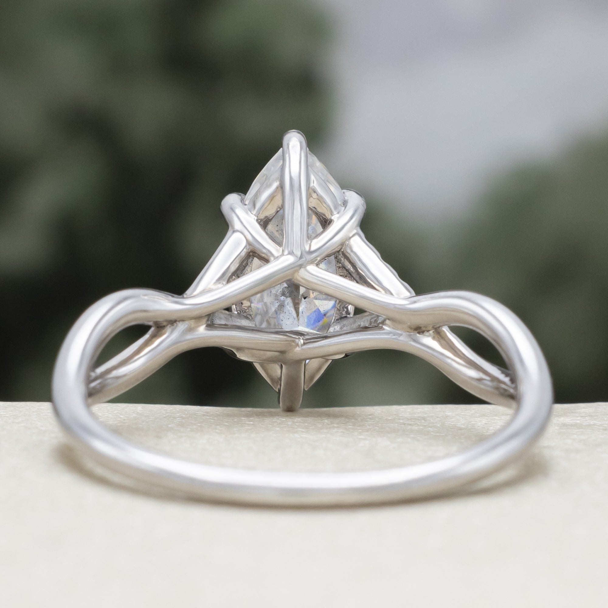 "Roslyn" - Marquise Cut Moissanite Engagement Ring With Diamond Accents-Staghead Designs
