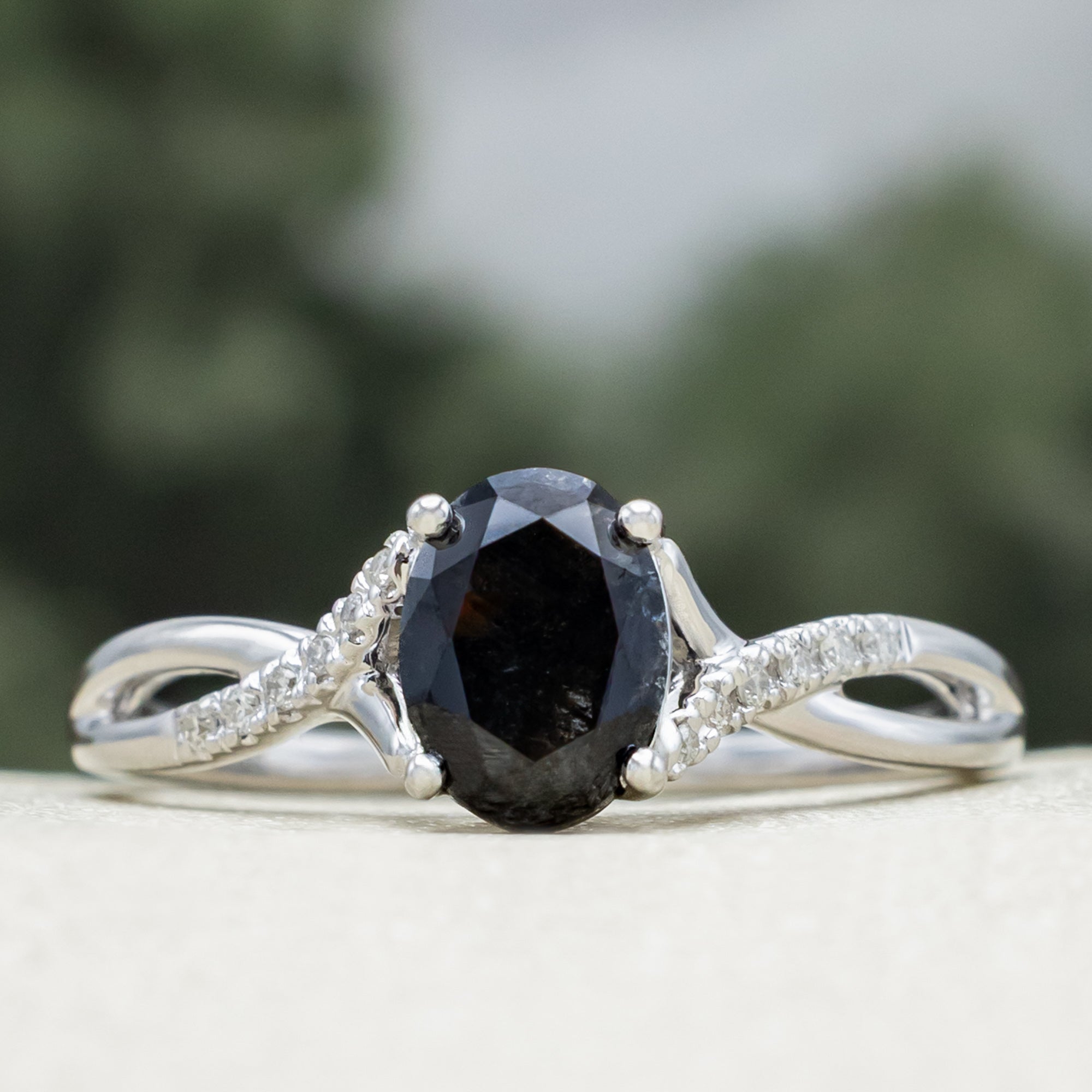 "Roslyn" - Oval Cut Center Stone Engagement Ring With Diamond Accents-Staghead Designs