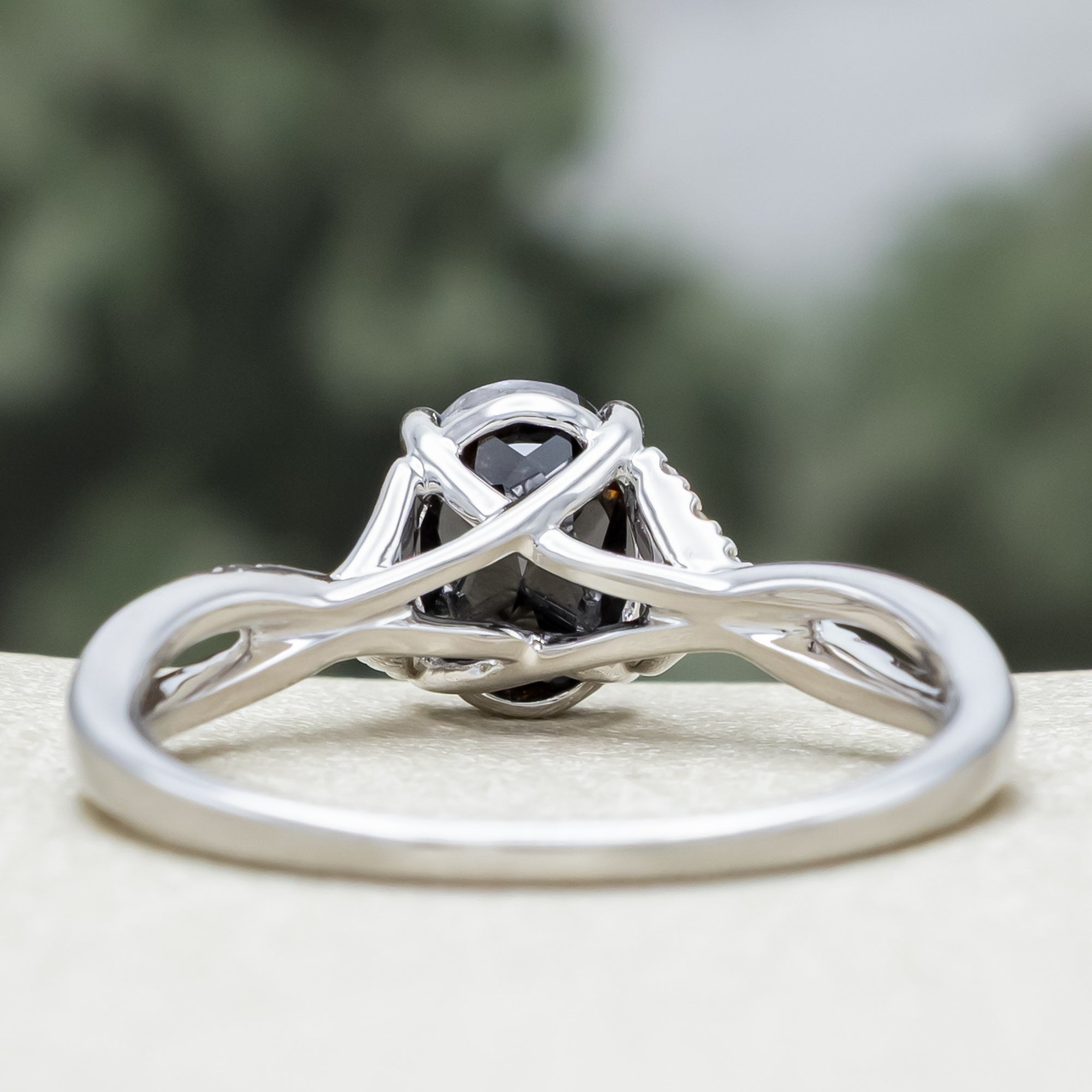 "Roslyn" - Oval Cut Center Stone Engagement Ring With Diamond Accents-Staghead Designs