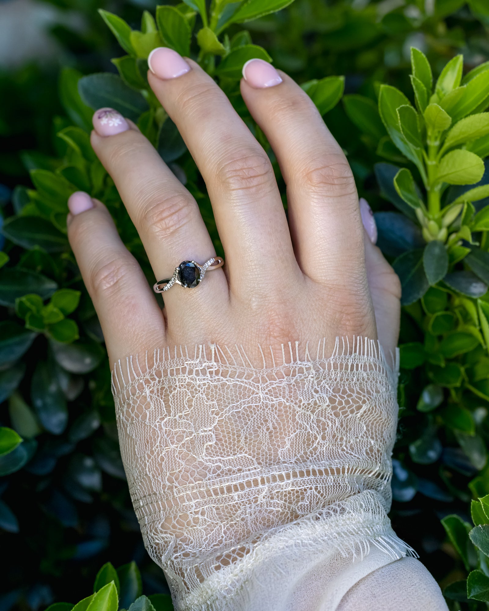"Roslyn" - Oval Cut Center Stone Engagement Ring With Diamond Accents-Staghead Designs