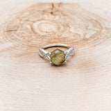 "ROSLYN" - HEXAGON LABRADORITE ENGAGEMENT RING WITH BLUE TOPAZ ACCENTS-4