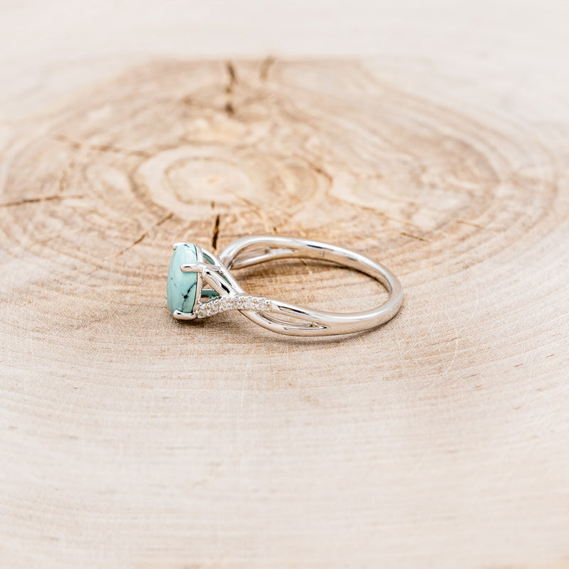 "ROSLYN" - OVAL TURQUOISE ENGAGEMENT RING WITH DIAMOND ACCENTS