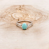 "ROSLYN" - OVAL TURQUOISE ENGAGEMENT RING WITH DIAMOND ACCENTS