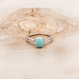 "ROSLYN" - OVAL TURQUOISE ENGAGEMENT RING WITH DIAMOND ACCENTS-4