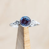 ROUND CUT LAB-GROWN ALEXANDRITE ENGAGEMENT RING WITH DIAMOND ACCENTS