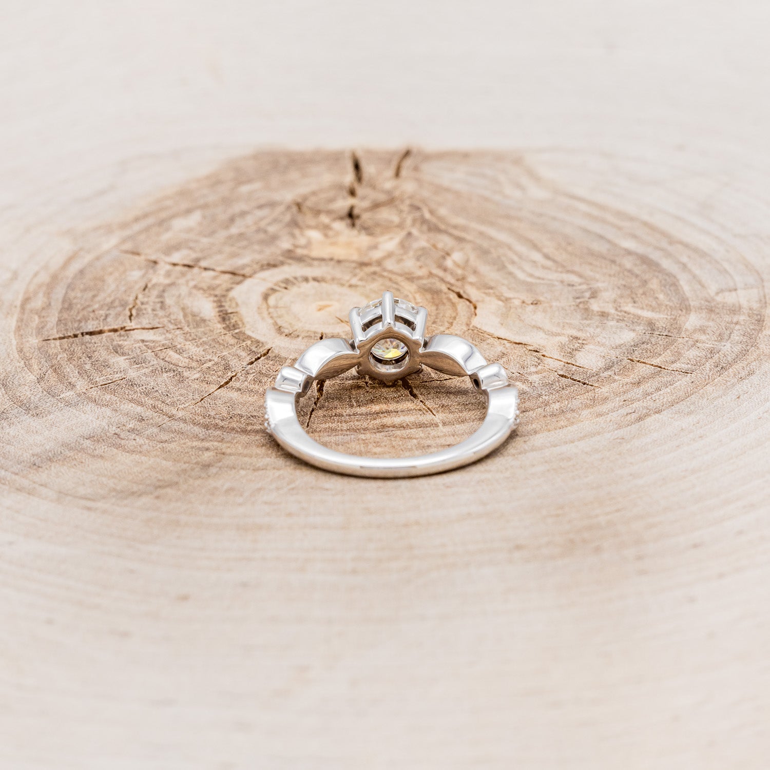 ROUND CUT MOISSANITE ENGAGEMENT RING WITH DIAMOND ACCENTS-5