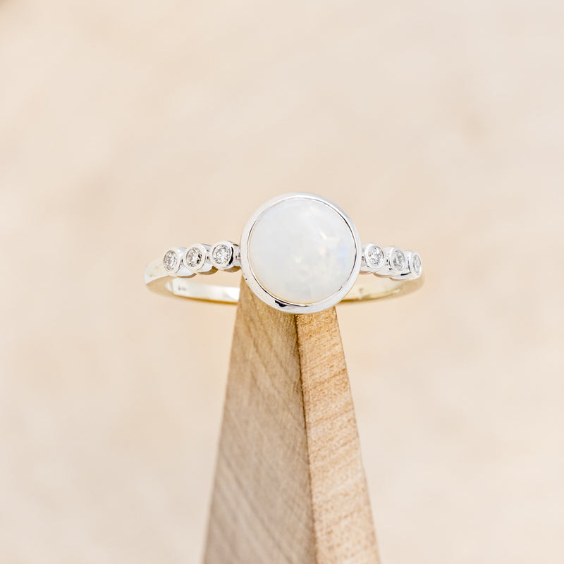 ROUND CUT OPAL ENGAGEMENT RING WITH DIAMOND ACCENTS