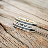 "RYDER" - BLACK DIAMONDS & JET STONE INLAYS WEDDING BAND WITH A SANDBLASTED FINISH-5