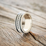 "RYDER" - BLACK DIAMONDS & JET STONE INLAYS WEDDING BAND WITH A SANDBLASTED FINISH-4