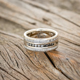 "RYDER" - BLACK DIAMONDS & ANTLER INLAYS WEDDING BAND-6