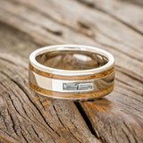 "RYDER" - WHISKEY BARREL OAK & MONTANA SAPPHIRE WEDDING RING FEATURING A 14K GOLD BAND