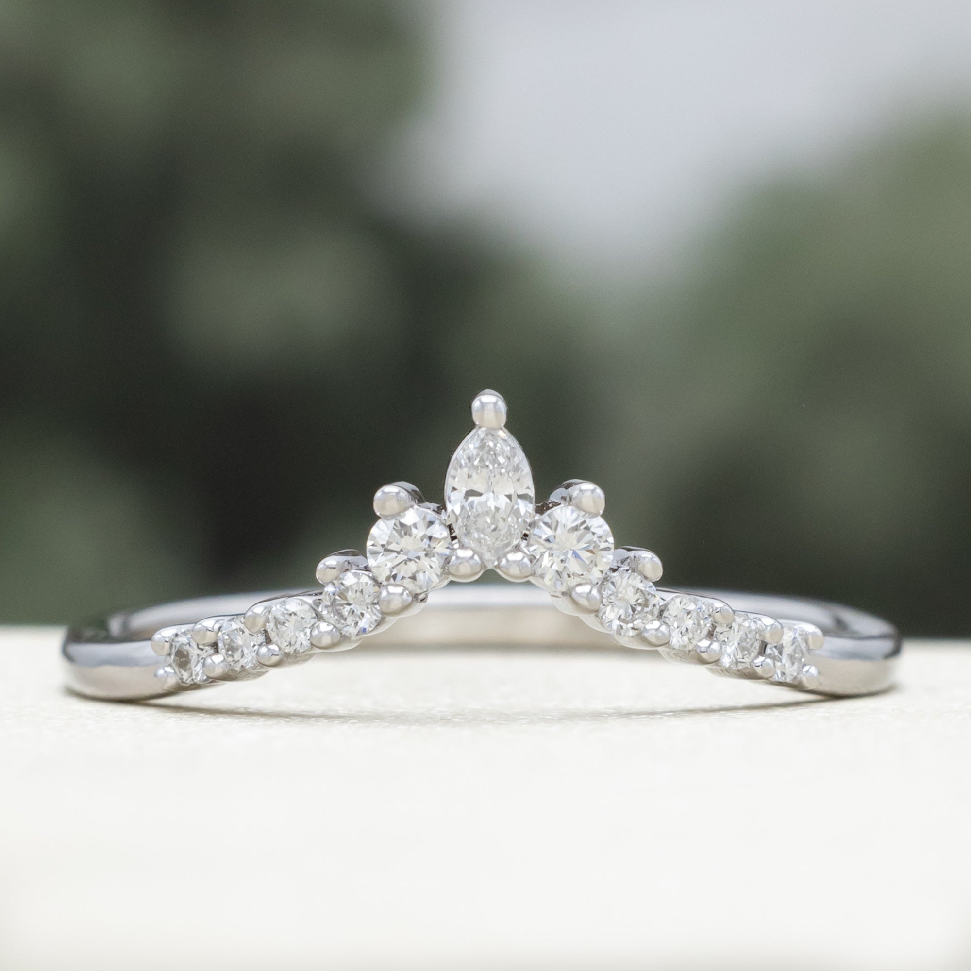 "SAGE" - KITE CUT MOSS AGATE ENGAGEMENT RING WITH DIAMOND ACCENTS & TRACER