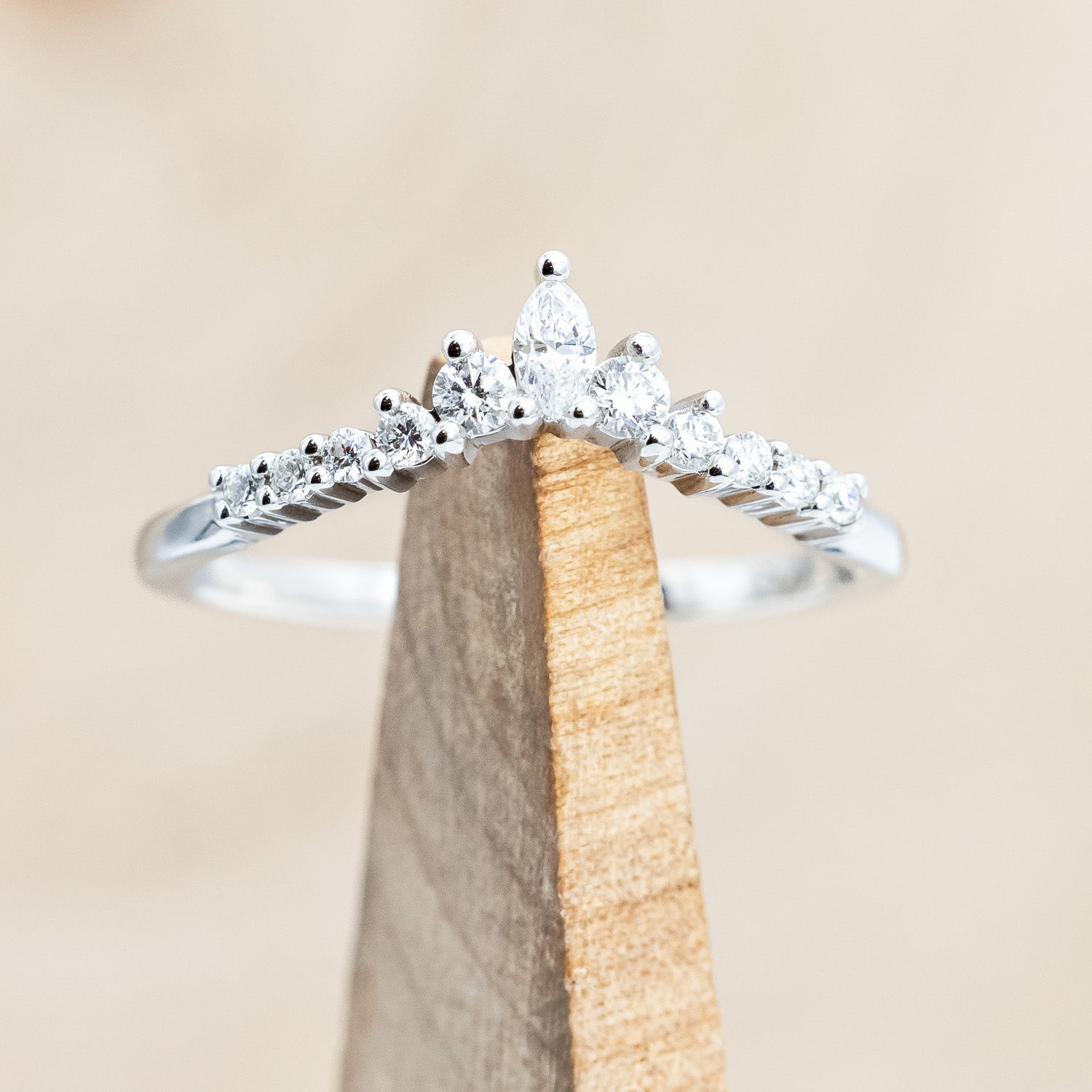 ONE-OF-A-KIND - "SAGE" - KITE CUT OREGON SUNSTONE ENGAGEMENT RING WITH DIAMOND ACCENTS & TRACER-Staghead Designs