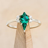 "BLERINA" - KITE CUT LAB-GROWN EMERALD ENGAGEMENT RING WITH DIAMOND ACCENTS - 1