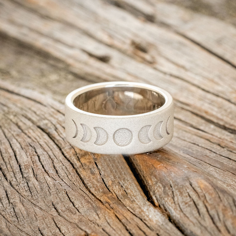 "LUNAR" - MOON PHASE WEDDING BAND WITH SANDBLASTED FINISH-9