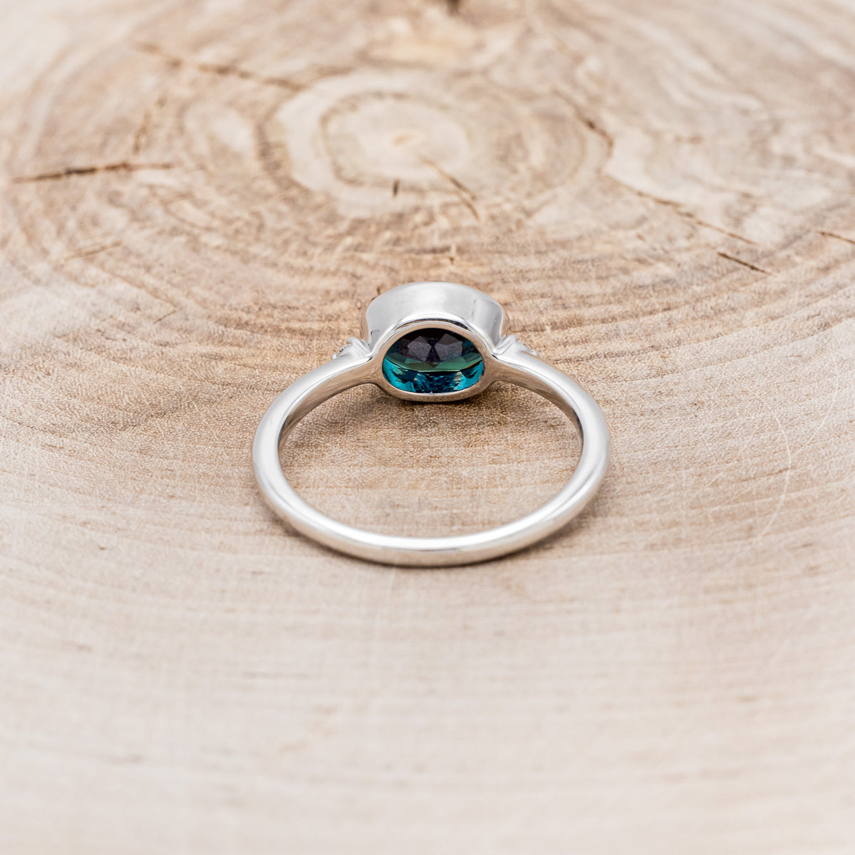 "SASI" - OVAL LAB-GROWN ALEXANDRITE ENGAGEMENT RING WITH DIAMOND ACCENTS-5