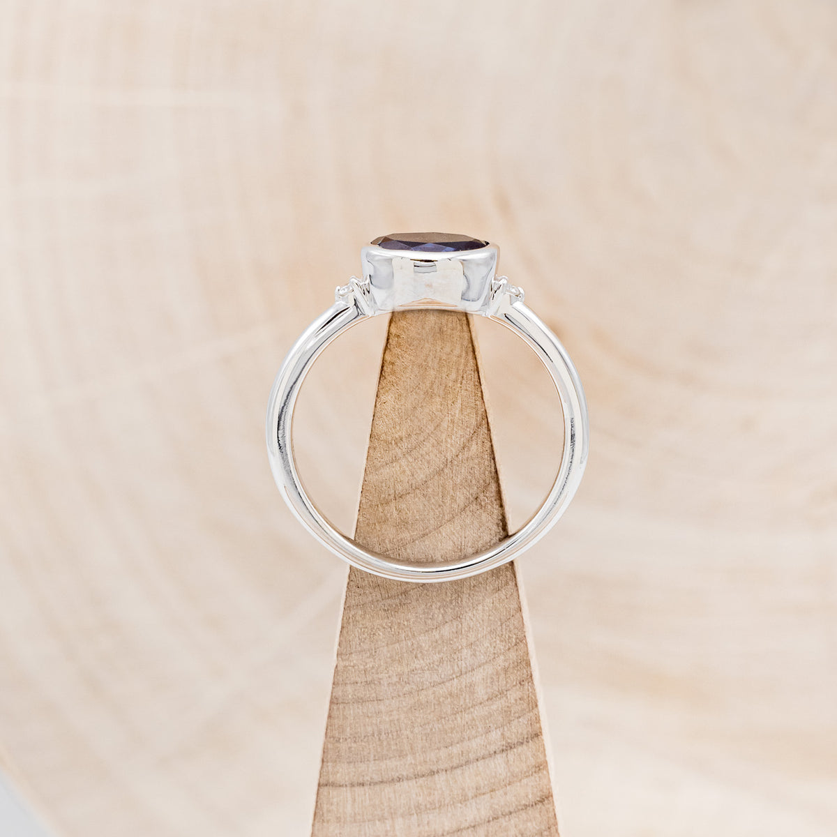 "SASI" - OVAL LAB-GROWN ALEXANDRITE ENGAGEMENT RING WITH DIAMOND ACCENTS-6