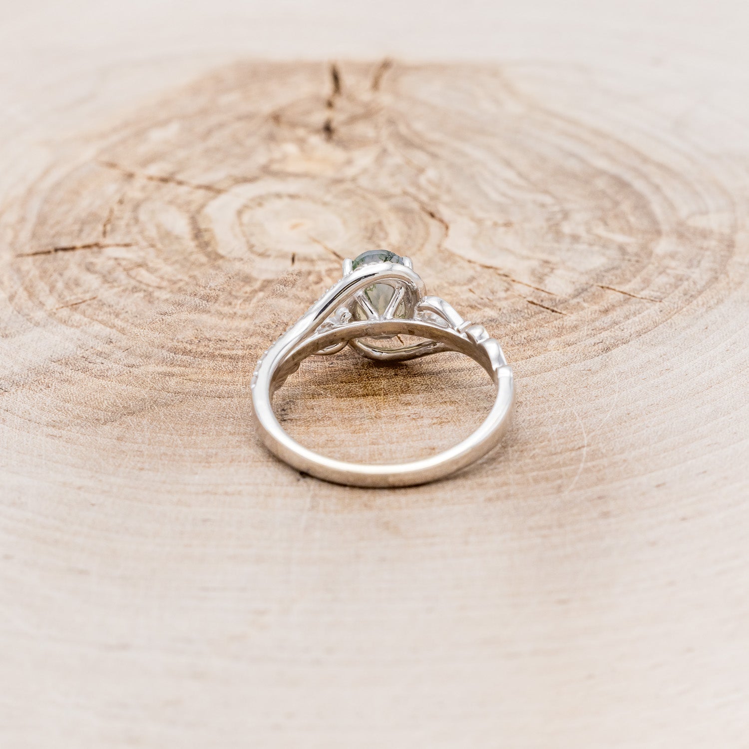 "SCARLET" - OVAL-SHAPED MOSS AGATE ENGAGEMENT RING WITH DIAMOND ACCENTS-5