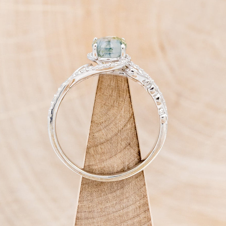 "SCARLET" - OVAL-SHAPED MOSS AGATE ENGAGEMENT RING WITH DIAMOND ACCENTS-6
