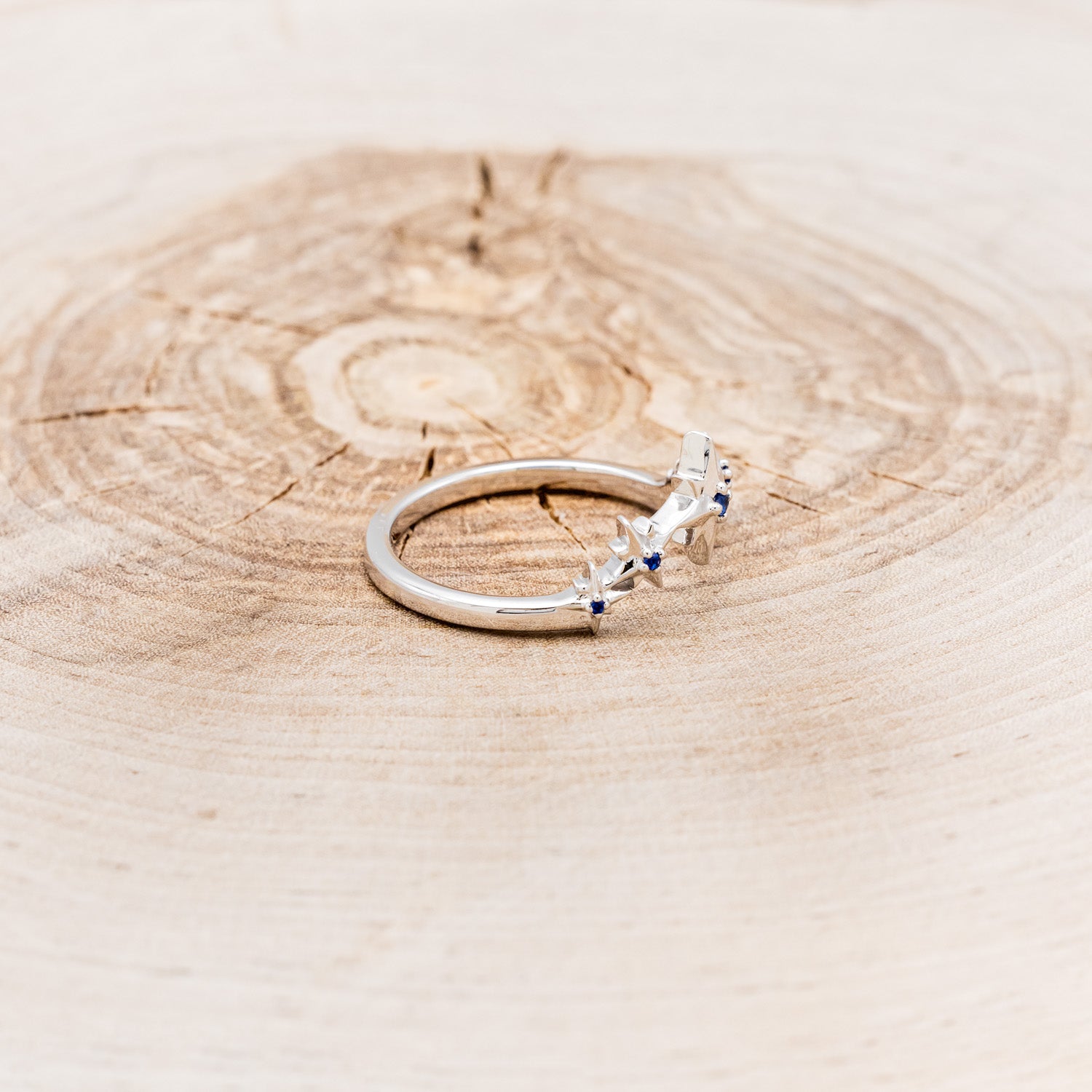 "SIDRA" - TOI ET MOI ROUND MOONSTONE ENGAGEMENT RING WITH A CRESCENT MOON SALT & PEPPER DIAMOND ACCENT & TRACER-14