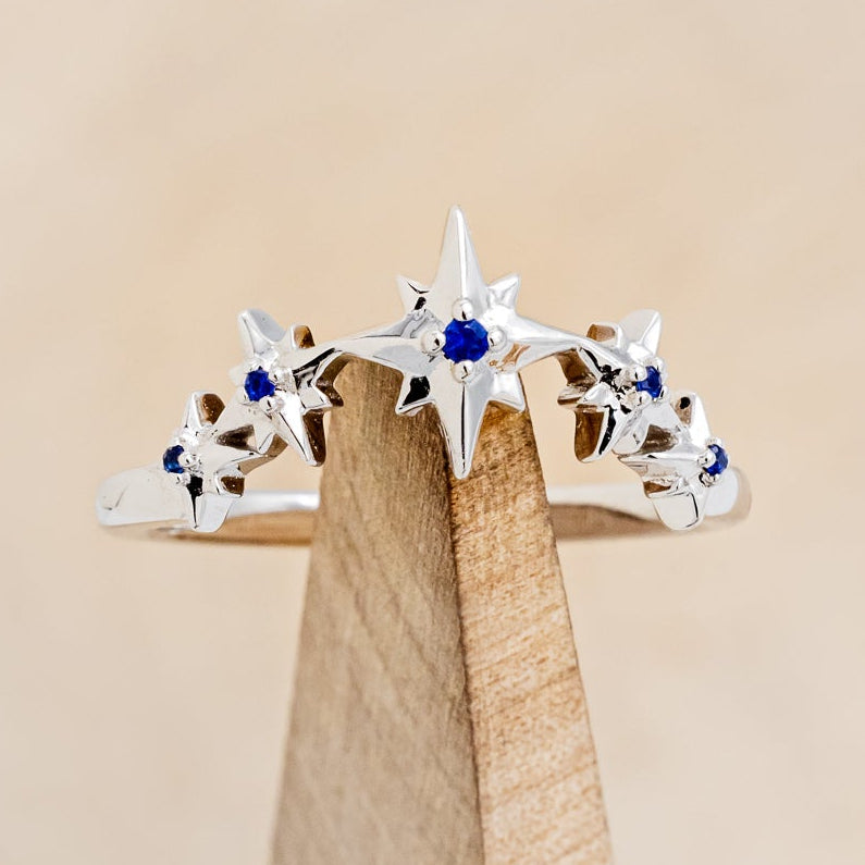"SIDRA" - TOI ET MOI ROUND MOONSTONE ENGAGEMENT RING WITH A CRESCENT MOON SALT & PEPPER DIAMOND ACCENT & TRACER-13