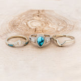 "SOFIA" - BRIDAL SUITE - PEAR SHAPED TURQUOISE ENGAGEMENT RING WITH DIAMOND HALO & TRACERS-31