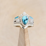 "SOFIA" - BRIDAL SUITE - PEAR SHAPED TURQUOISE ENGAGEMENT RING WITH DIAMOND HALO & TRACERS-26