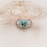 "SOFIA" - PEAR-SHAPED TURQUOISE ENGAGEMENT RING WITH DIAMOND HALO & ACCENTS