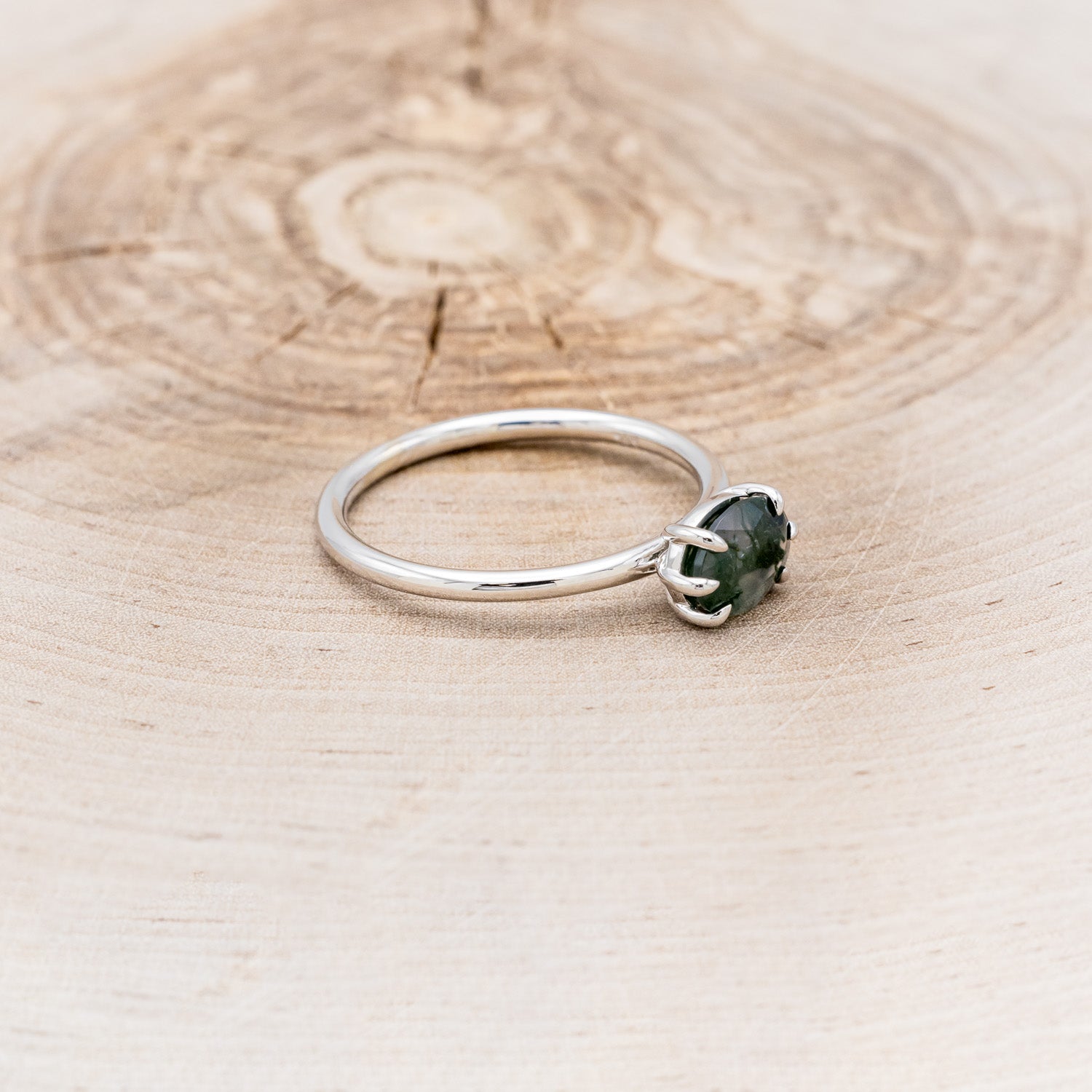 OVAL MOSS AGATE SOLITAIRE ENGAGEMENT RING-2