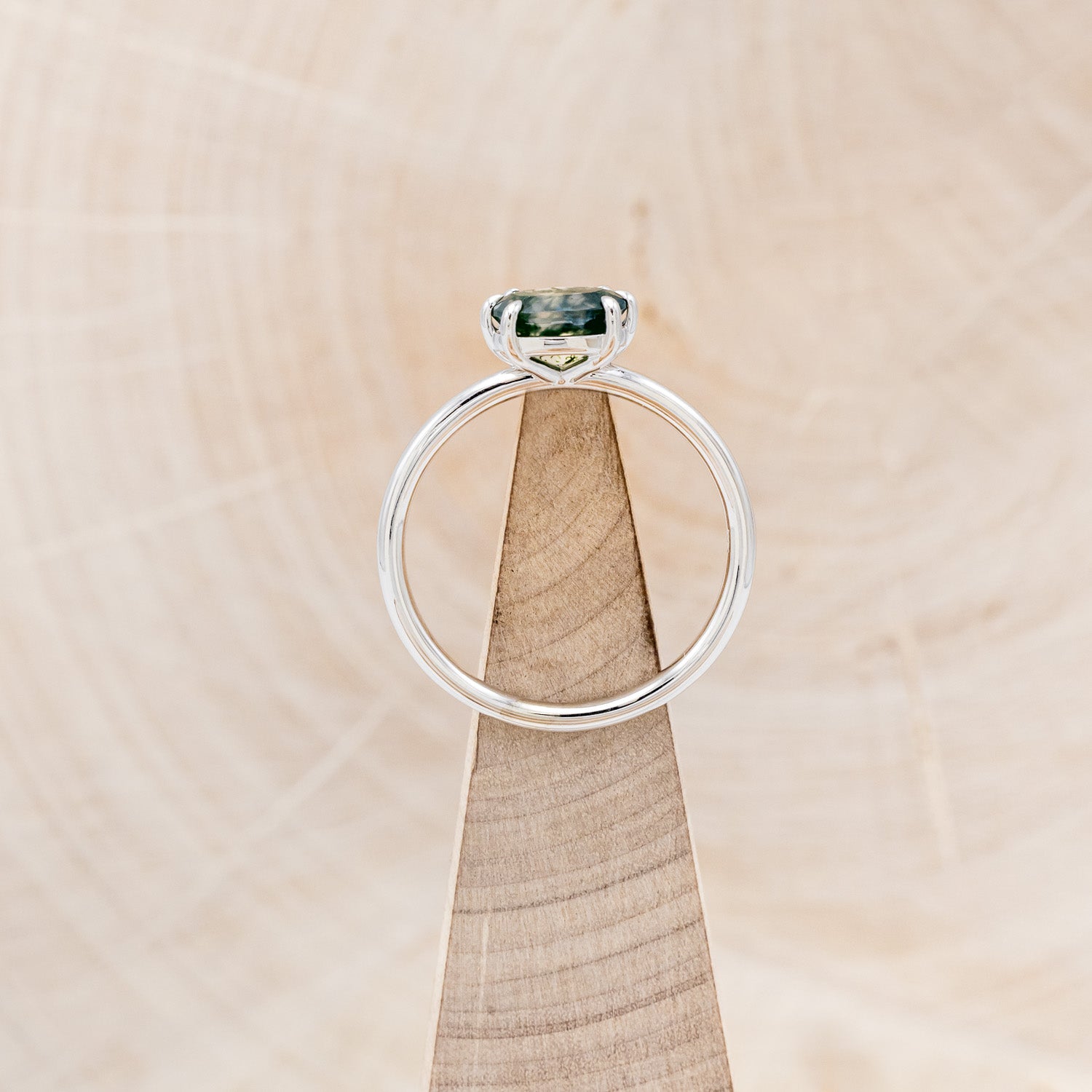 OVAL MOSS AGATE SOLITAIRE ENGAGEMENT RING-6