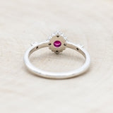 "STARLA" - ROUND CUT LAB-GROWN RUBY ENGAGEMENT RING WITH STARBURST DIAMOND HALO-Staghead Designs