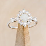 "STARLET" - ROUND CUT WHITE OPAL ENGAGEMENT RING WITH STARBURST DIAMOND HALO-1