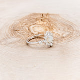 "STARLET" - ROUND CUT WHITE OPAL ENGAGEMENT RING WITH STARBURST DIAMOND HALO-2