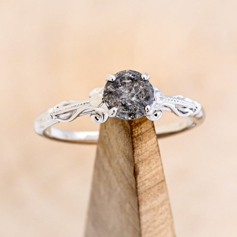 "ROSEMARY" - ENGAGEMENT RING WITH FLORAL DIAMOND STACKING BAND - MOUNTING ONLY - SELECT YOUR OWN STONE-19