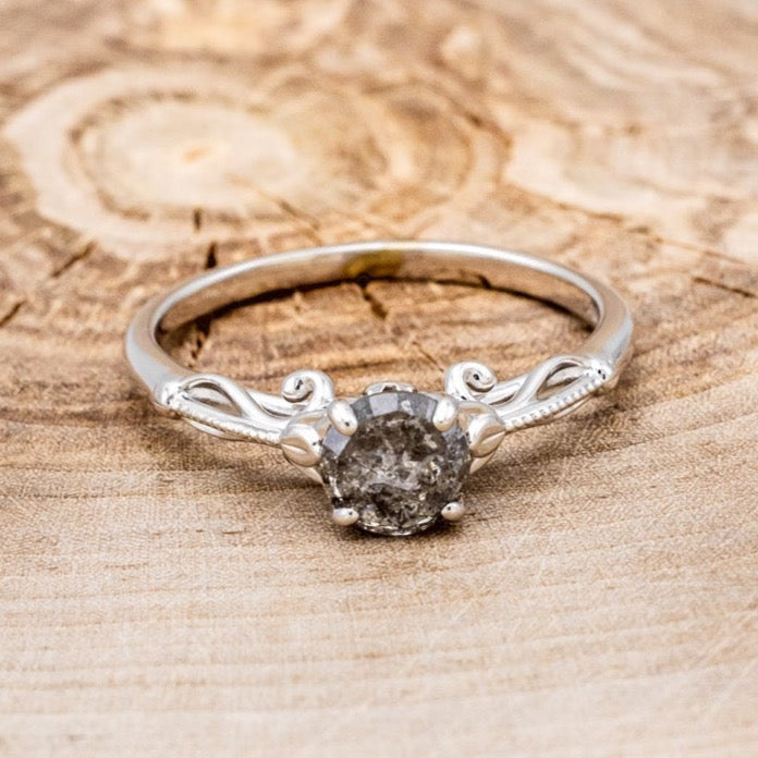 "ROSEMARY" - ENGAGEMENT RING WITH FLORAL DIAMOND STACKING BAND - MOUNTING ONLY - SELECT YOUR OWN STONE-22