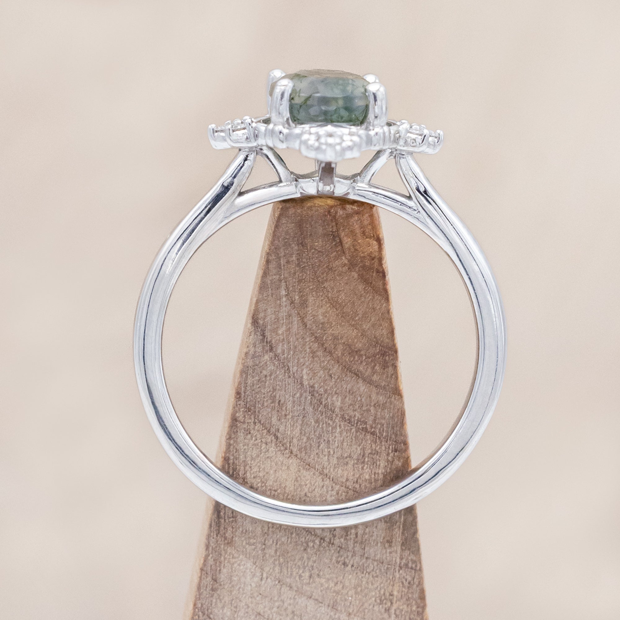 "TREVA" - OVAL CUT ENGAGEMENT RING WITH DIAMOND ACCENTS & "MELODY" TRACER-Staghead Designs