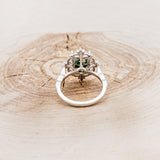 "TREVA" - EMERALD CUT MOSS AGATE ENGAGEMENT RING WITH DIAMOND ACCENTS & A SCALLOPED BAND-5